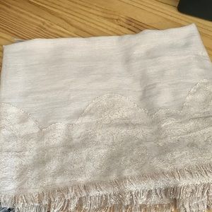 Scarf- light gold with a little sparkle. Perfect to use for the chilly nights.